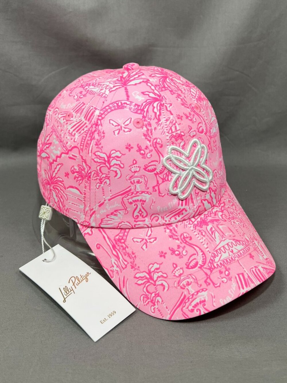 Lilly Pulitzer Logo Run Around Womens Hat Pink Flamingo Strapback Ladies Dad Cap